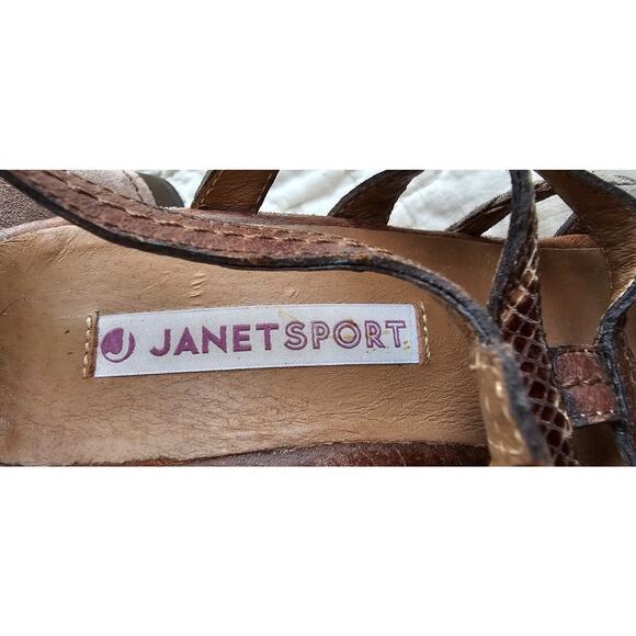 Janet Sport Platform Leather Wedge Gladiator Cage Sandal Heels EU 38 US 7.5 90s - Picture 4 of 8